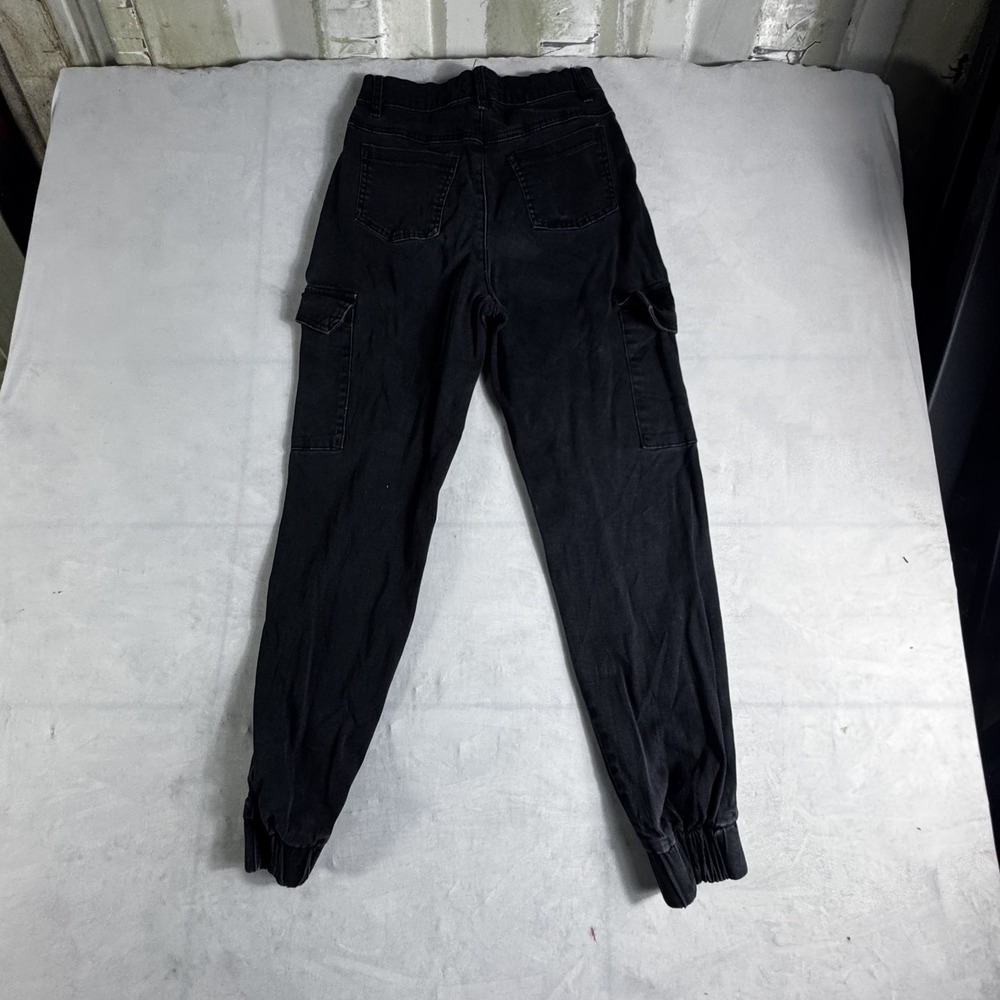 Almost Famous Cargo Jogger Jeans Women Small Black Denim Washed Utility Workwear